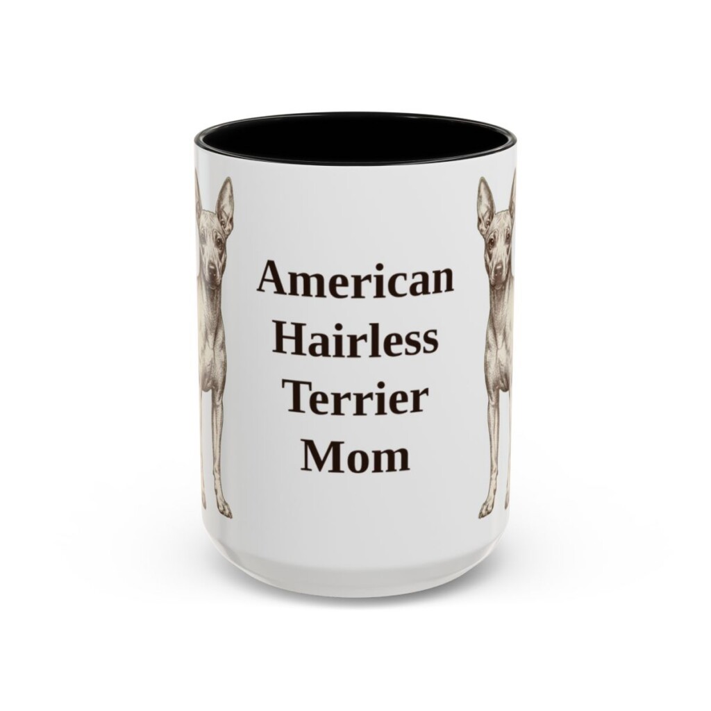 15oz American Hairless Terrier Dog Mom Mug, Vintage Sketch Coffee Mug, Dog Mom Gift