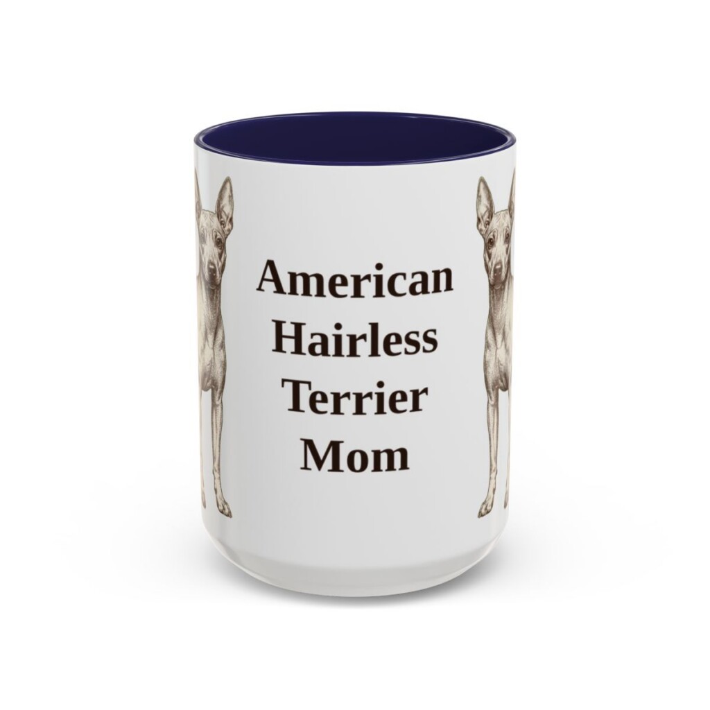 15oz American Hairless Terrier Dog Mom Mug, Vintage Sketch Coffee Mug, Dog Mom Gift