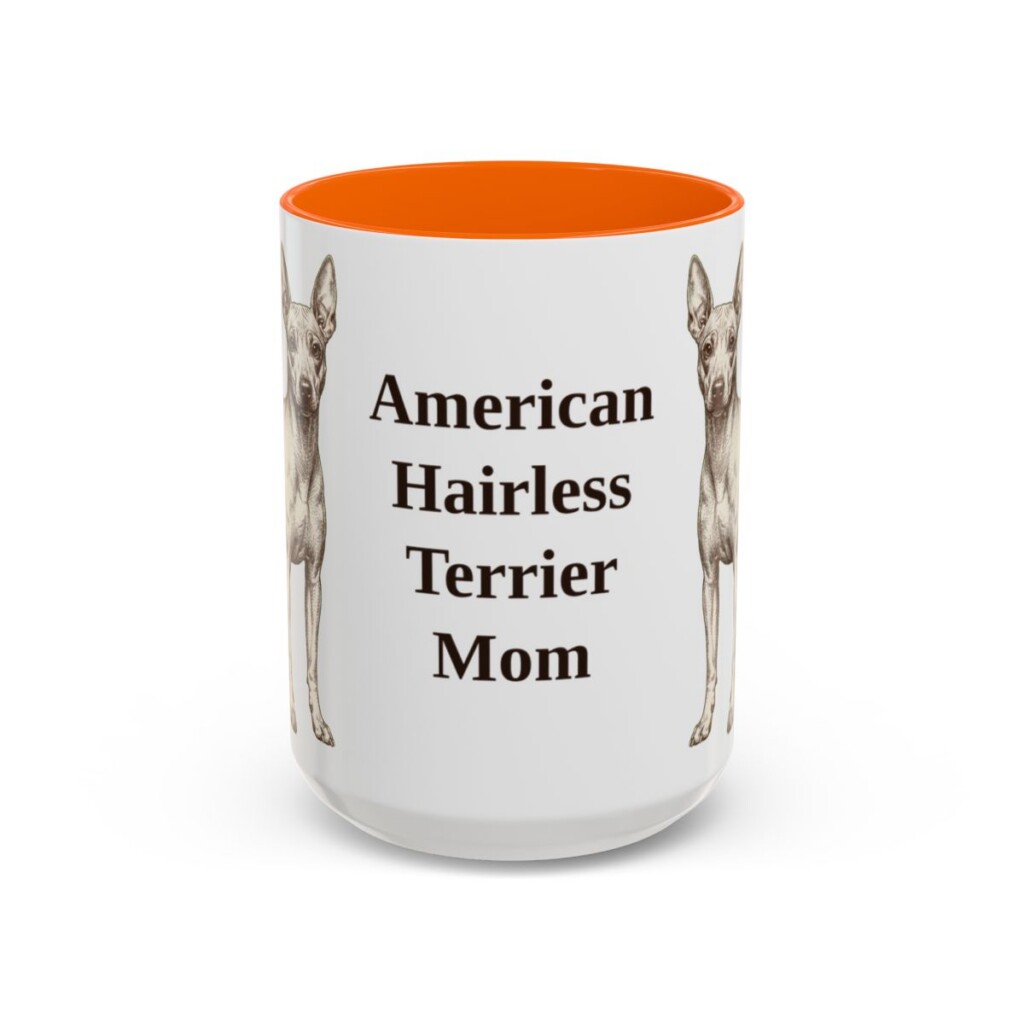15oz American Hairless Terrier Dog Mom Mug, Vintage Sketch Coffee Mug, Dog Mom Gift