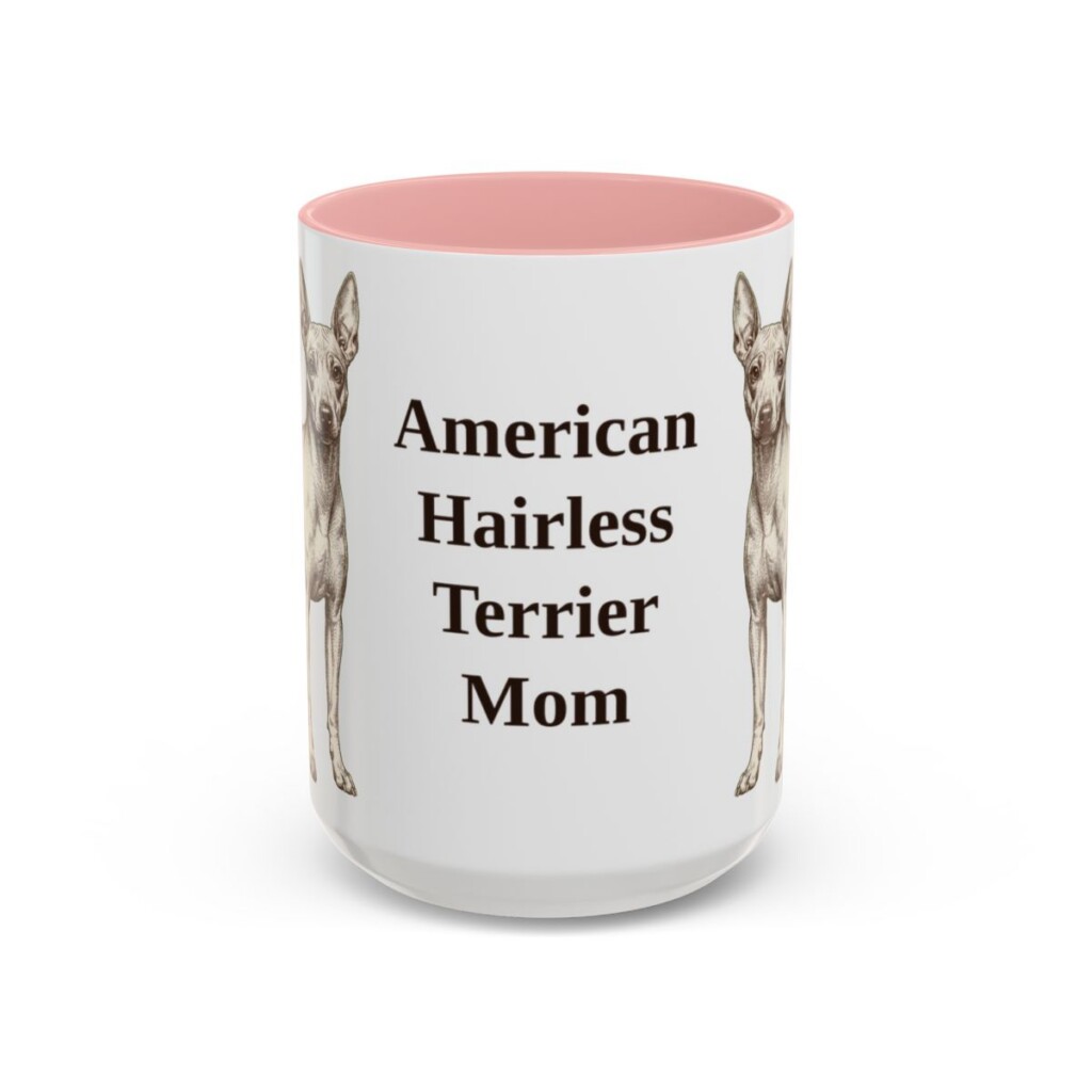 15oz American Hairless Terrier Dog Mom Mug, Vintage Sketch Coffee Mug, Dog Mom Gift