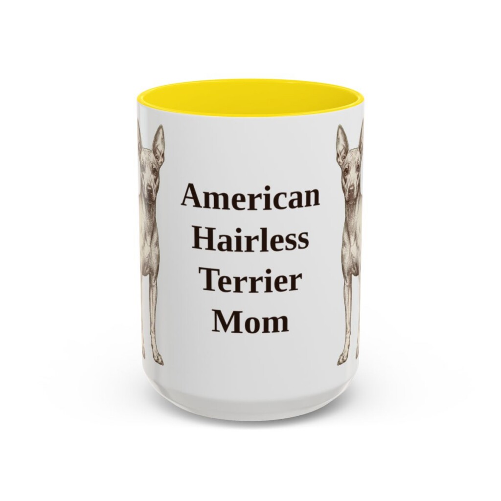 15oz American Hairless Terrier Dog Mom Mug, Vintage Sketch Coffee Mug, Dog Mom Gift