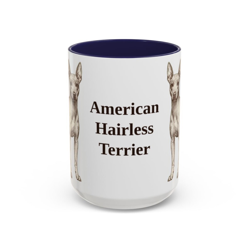 15oz American Hairless Terrier Mug, Vintage Dog Portrait Coffee Mug, Dog Lover Gift
