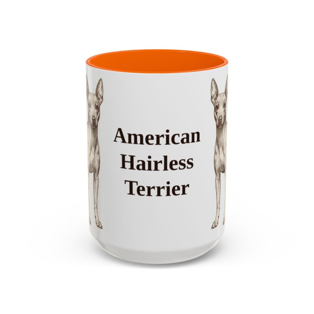 15oz American Hairless Terrier Mug, Vintage Dog Portrait Coffee Mug, Dog Lover Gift