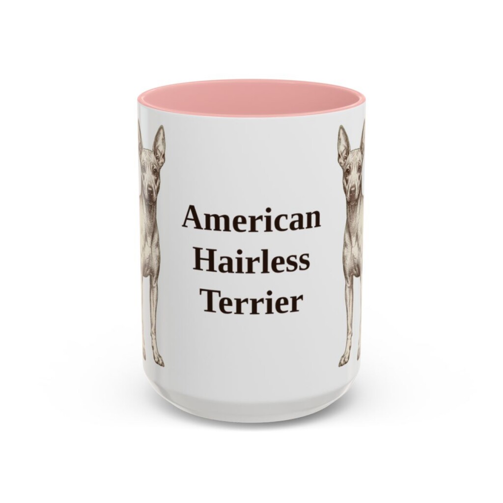 15oz American Hairless Terrier Mug, Vintage Dog Portrait Coffee Mug, Dog Lover Gift