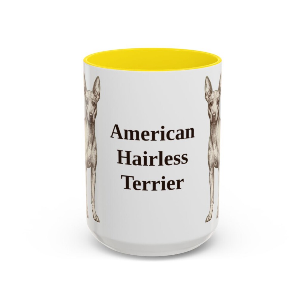 15oz American Hairless Terrier Mug, Vintage Dog Portrait Coffee Mug, Dog Lover Gift