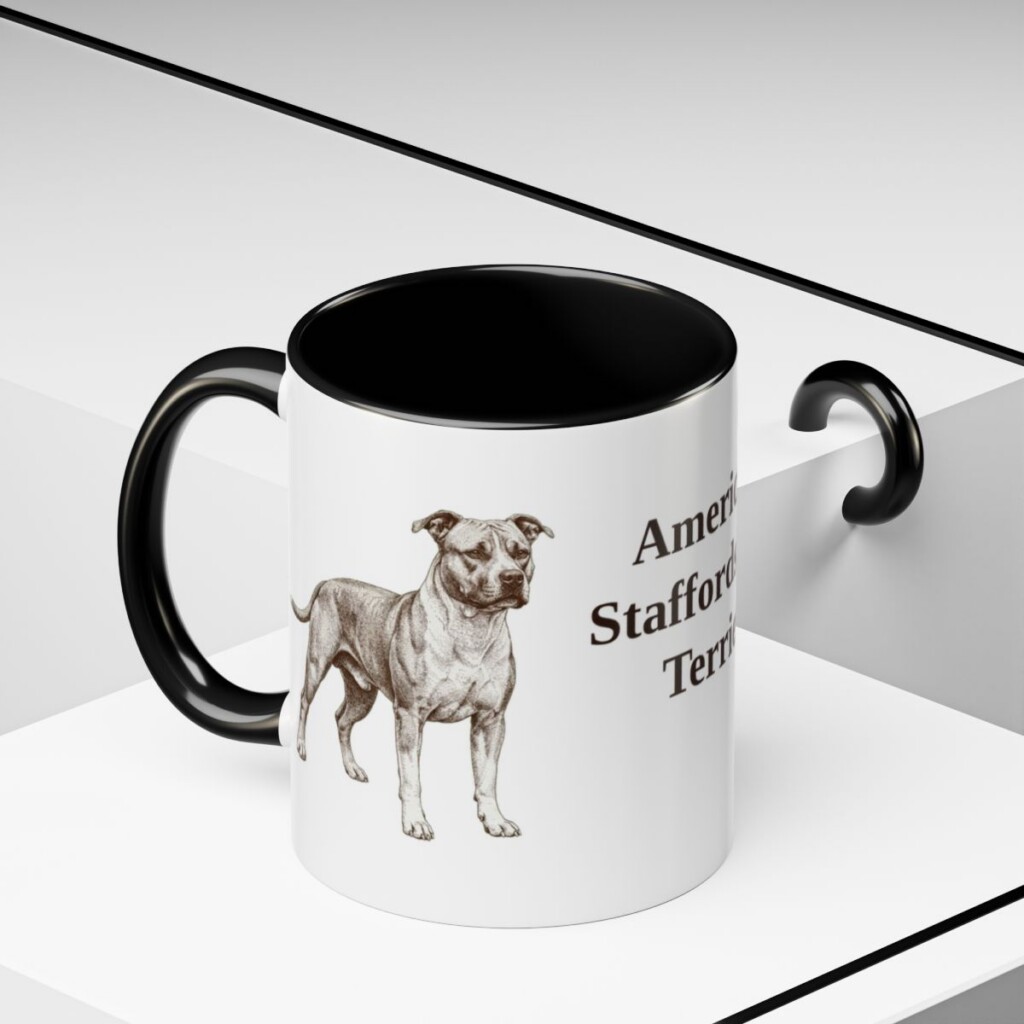 11oz American Staffordshire Terrier Mug, Vintage Dog Portrait Coffee Mug, Dog Lover Gift