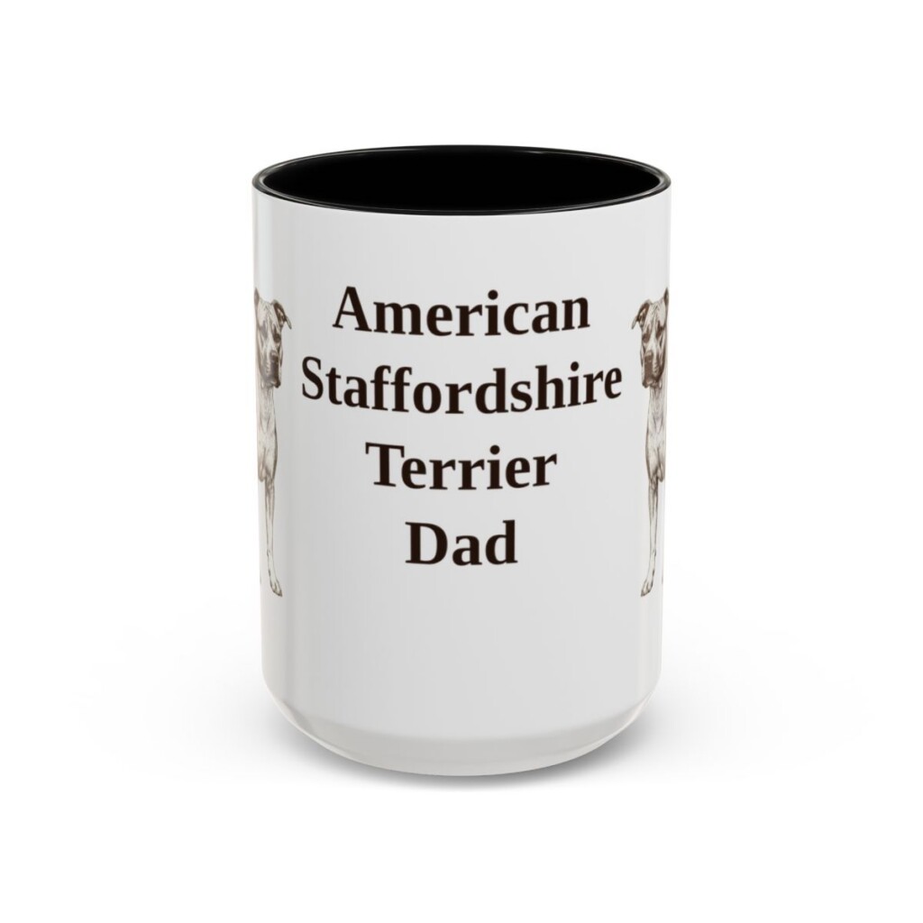 15oz American Staffordshire Terrier Dog Dad Mug, Vintage Sketch Coffee Mug, Dog Dad Gift