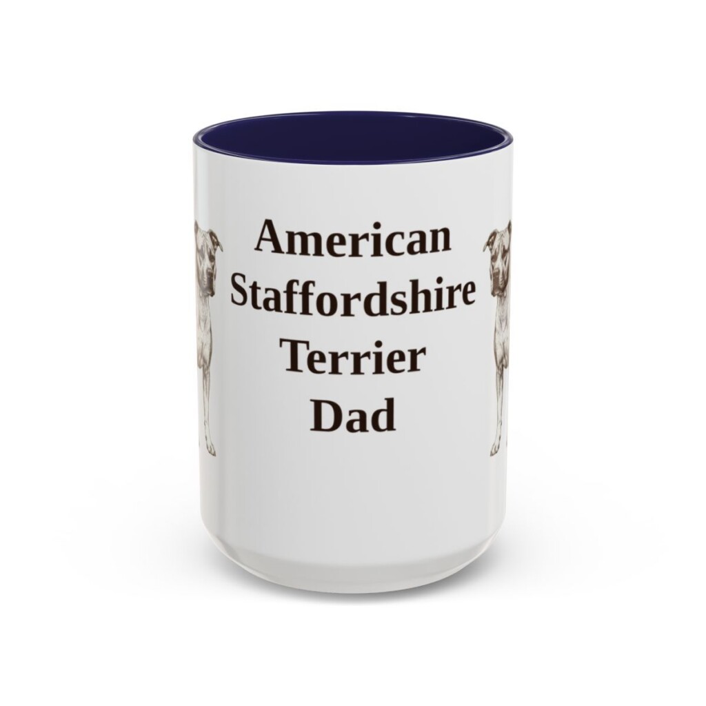 15oz American Staffordshire Terrier Dog Dad Mug, Vintage Sketch Coffee Mug, Dog Dad Gift