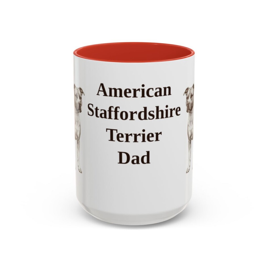 15oz American Staffordshire Terrier Dog Dad Mug, Vintage Sketch Coffee Mug, Dog Dad Gift