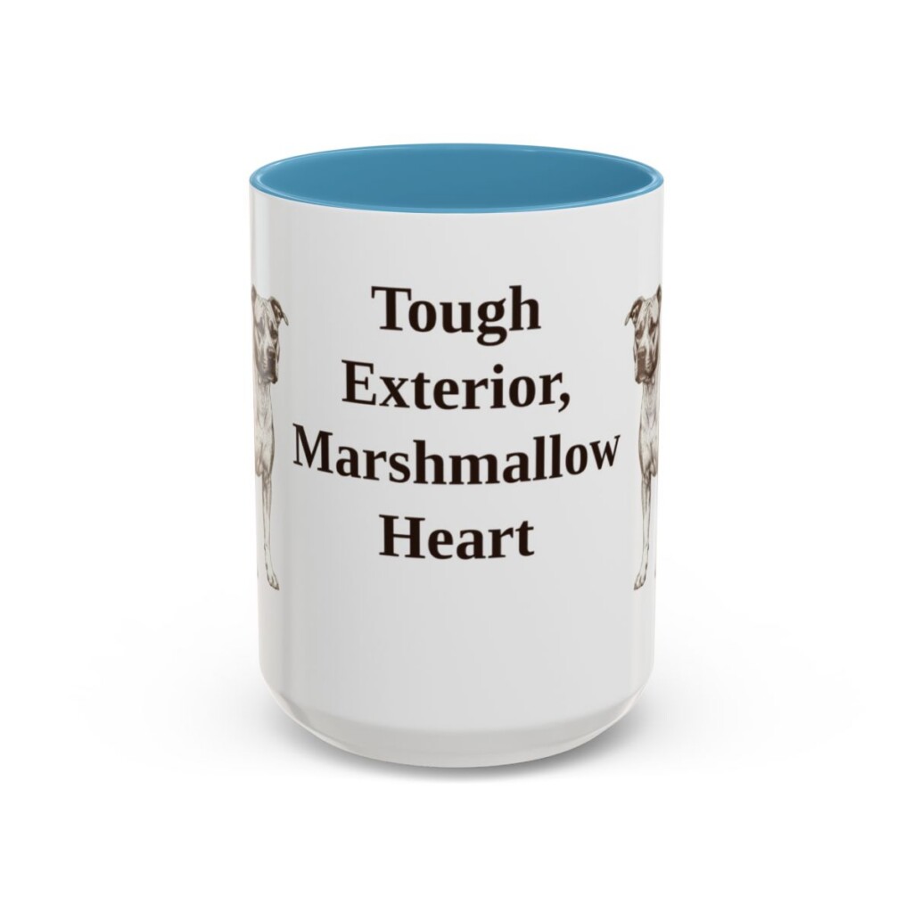 15oz Funny American Staffordshire Terrier Mug, Tough Exterior, Marshmallow Heart, Vintage Dog Coffee Mug, Dog Lover Gift