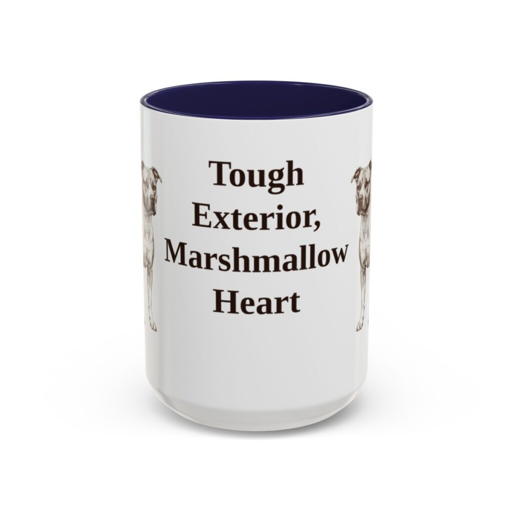 15oz Funny American Staffordshire Terrier Mug, Tough Exterior, Marshmallow Heart, Vintage Dog Coffee Mug, Dog Lover Gift