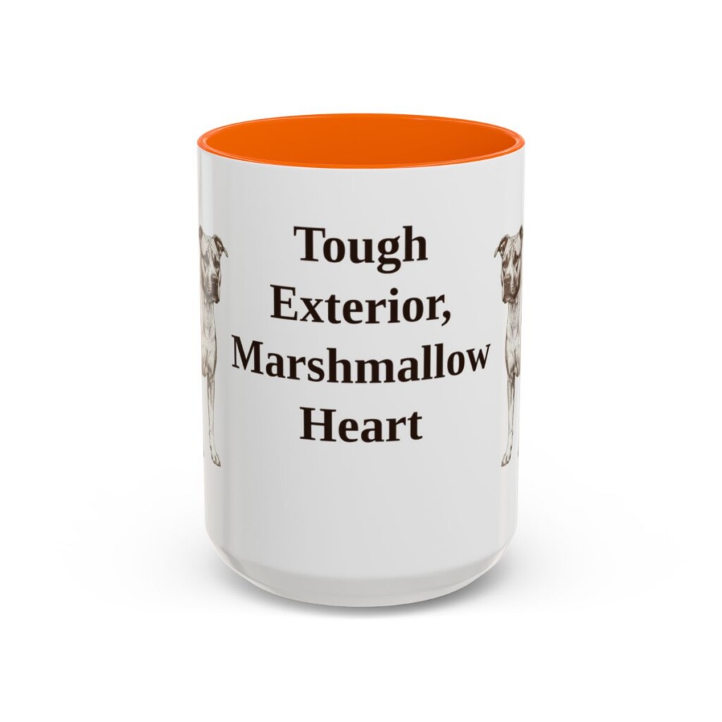 15oz Funny American Staffordshire Terrier Mug, Tough Exterior, Marshmallow Heart, Vintage Dog Coffee Mug, Dog Lover Gift