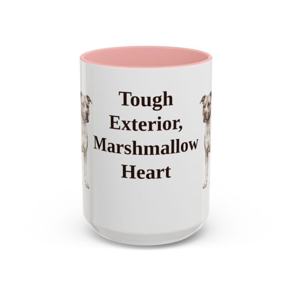 15oz Funny American Staffordshire Terrier Mug, Tough Exterior, Marshmallow Heart, Vintage Dog Coffee Mug, Dog Lover Gift