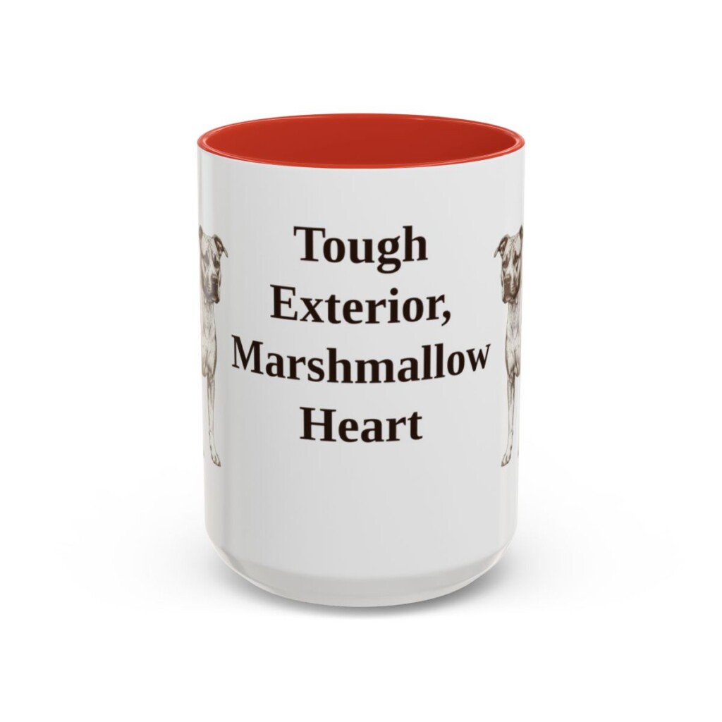 15oz Funny American Staffordshire Terrier Mug, Tough Exterior, Marshmallow Heart, Vintage Dog Coffee Mug, Dog Lover Gift
