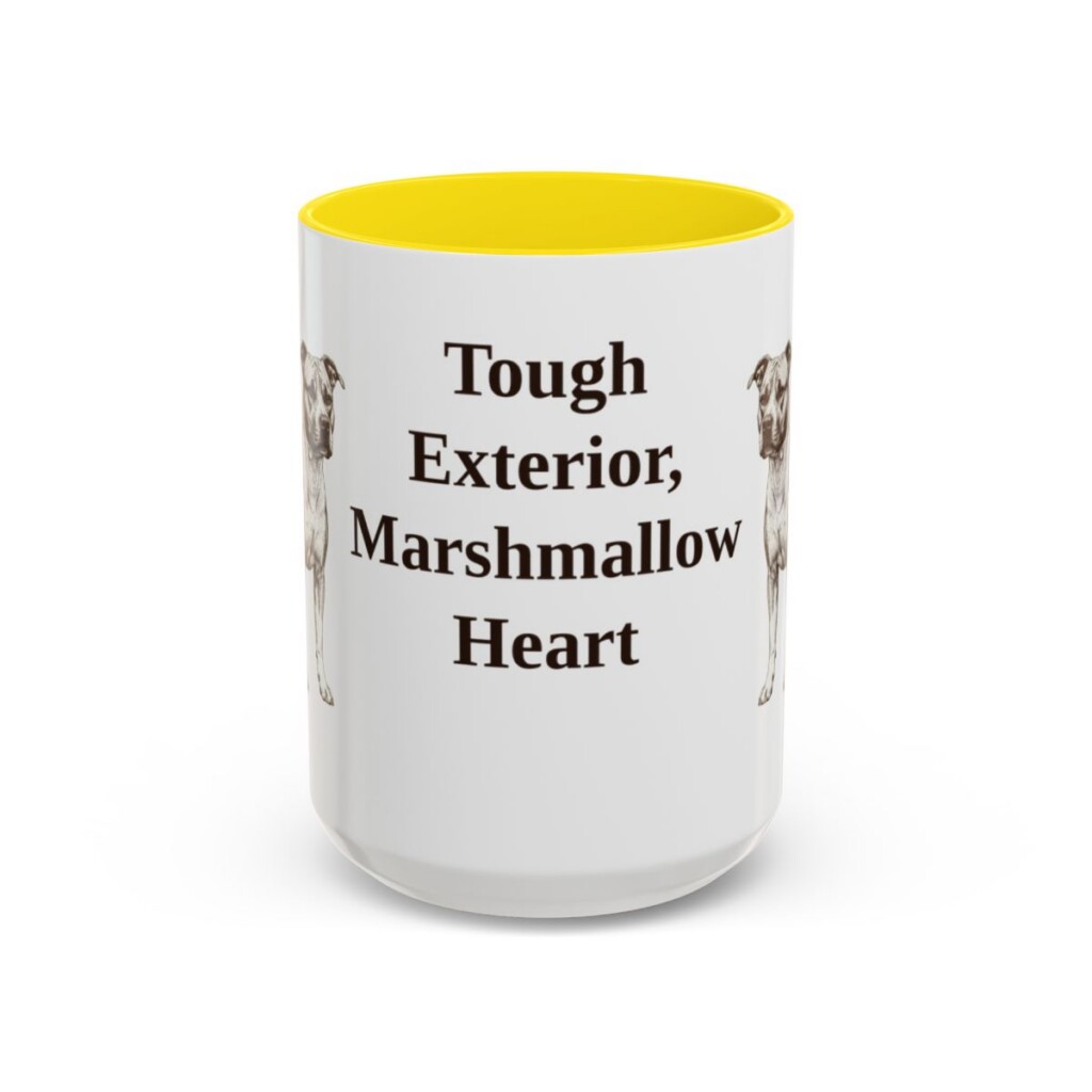 15oz Funny American Staffordshire Terrier Mug, Tough Exterior, Marshmallow Heart, Vintage Dog Coffee Mug, Dog Lover Gift