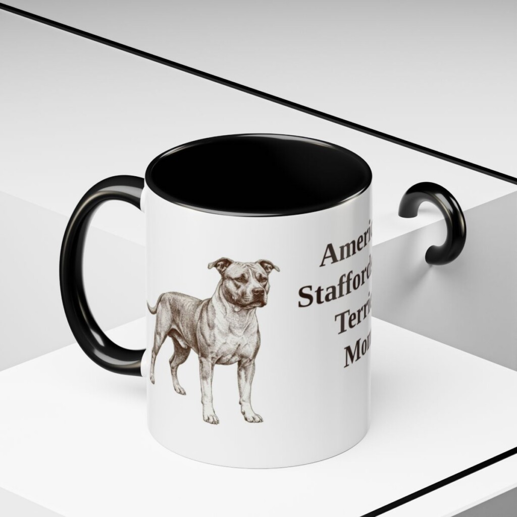 11oz American Staffordshire Terrier Dog Mom Mug, Vintage Sketch Coffee Mug, Dog Mom Gift