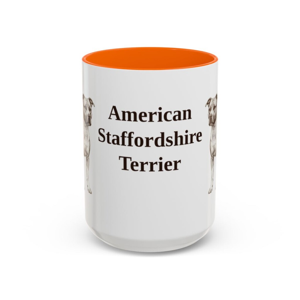 15oz American Staffordshire Terrier Mug, Vintage Dog Portrait Coffee Mug, Dog Lover Gift