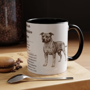 11oz American Staffordshire Terrier Mug, Illustrated Dog Breed Facts Coffee Mug, Vintage Dog Keepsake Gift