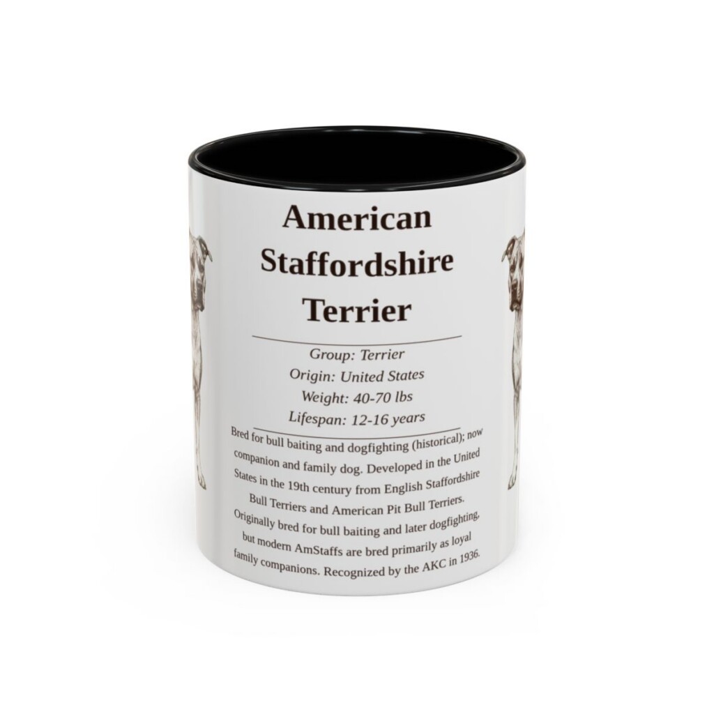 11oz American Staffordshire Terrier Mug, Illustrated Dog Breed Facts Coffee Mug, Vintage Dog Keepsake Gift