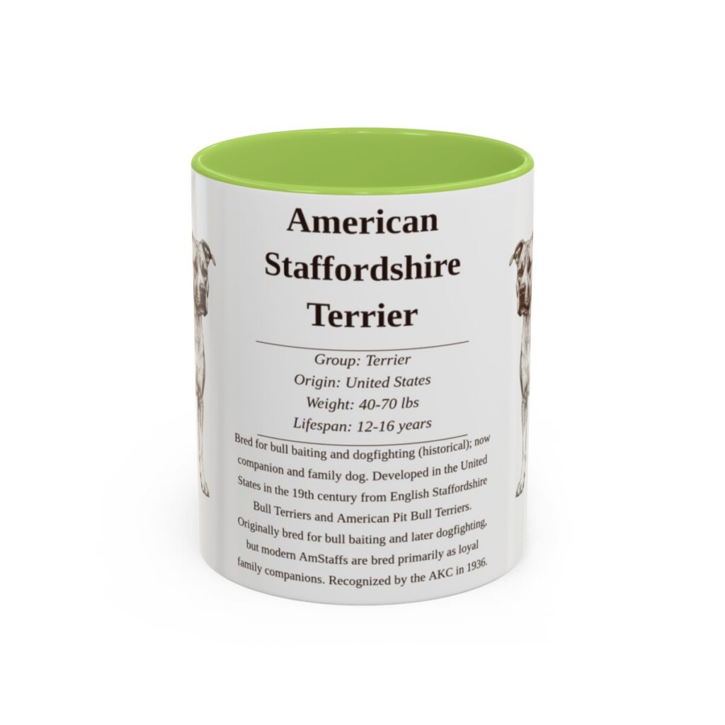 11oz American Staffordshire Terrier Mug, Illustrated Dog Breed Facts Coffee Mug, Vintage Dog Keepsake Gift