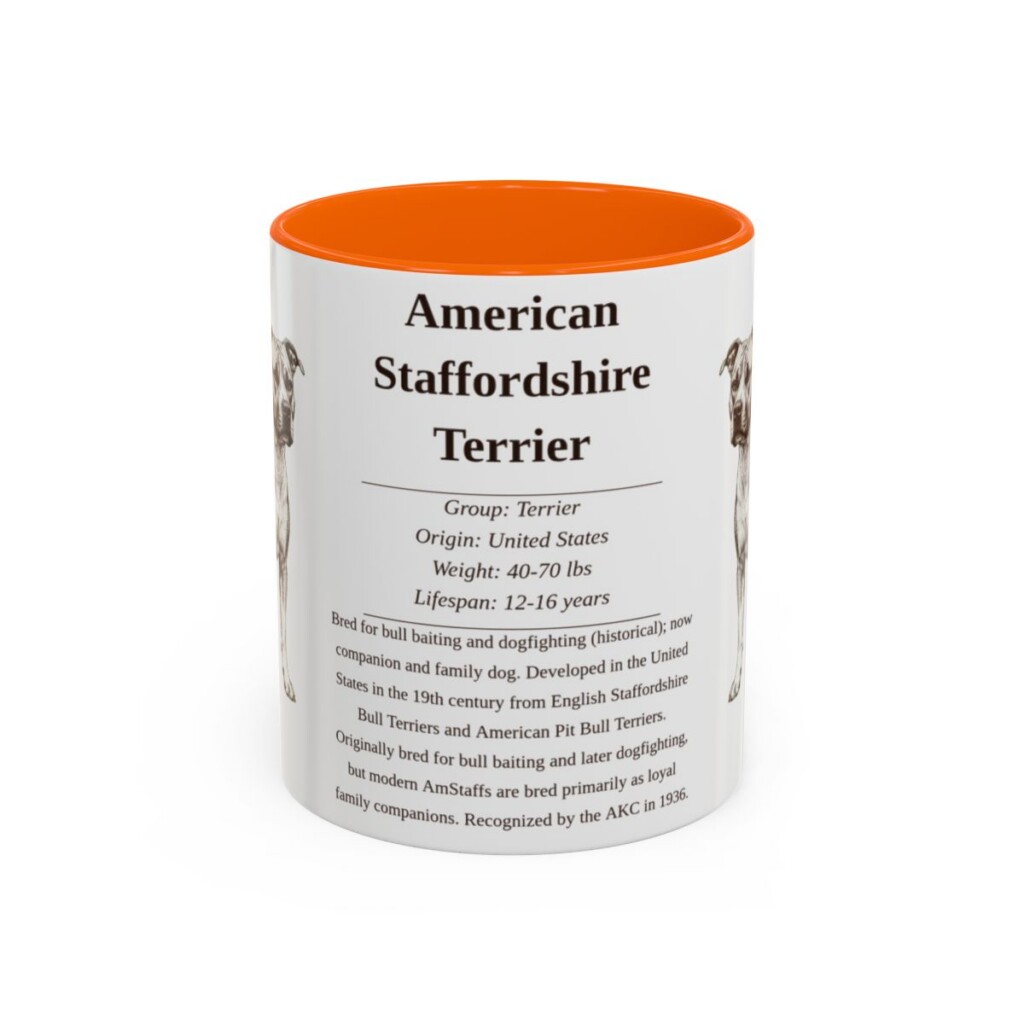 11oz American Staffordshire Terrier Mug, Illustrated Dog Breed Facts Coffee Mug, Vintage Dog Keepsake Gift