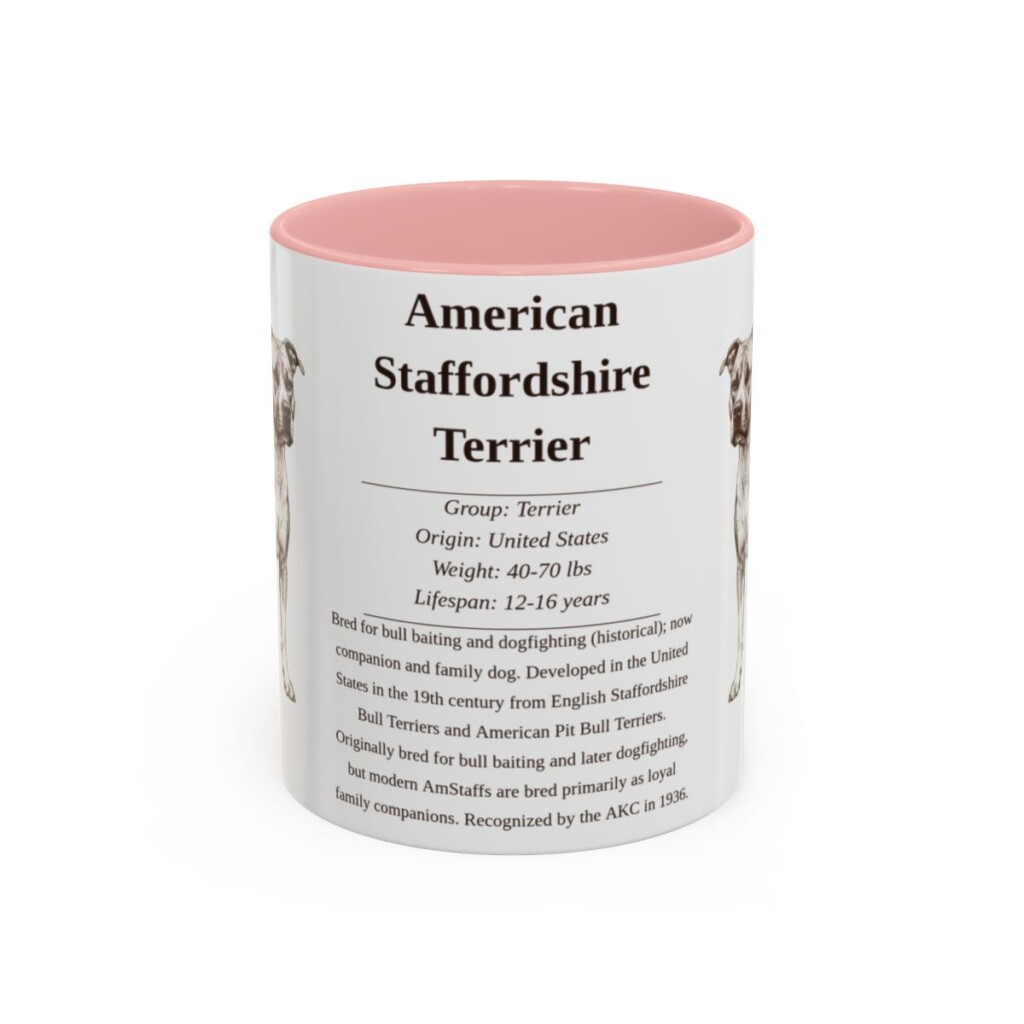 11oz American Staffordshire Terrier Mug, Illustrated Dog Breed Facts Coffee Mug, Vintage Dog Keepsake Gift