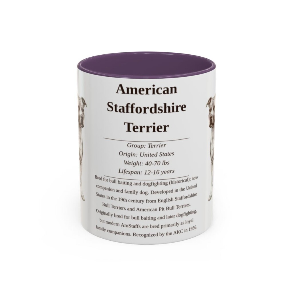11oz American Staffordshire Terrier Mug, Illustrated Dog Breed Facts Coffee Mug, Vintage Dog Keepsake Gift