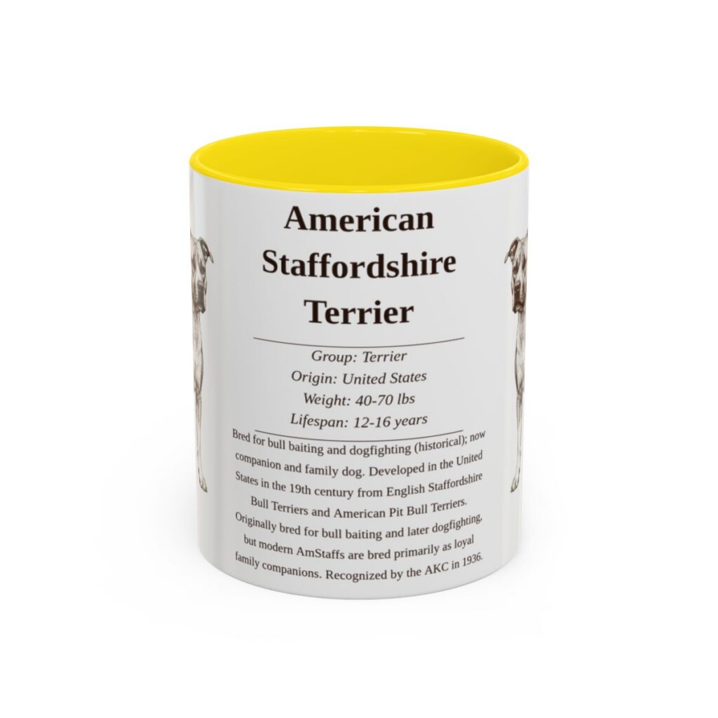 11oz American Staffordshire Terrier Mug, Illustrated Dog Breed Facts Coffee Mug, Vintage Dog Keepsake Gift