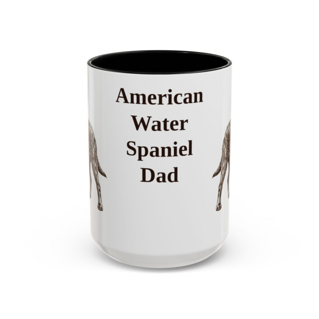 american-water-spaniel-mug-dad-black-front-1 15oz American Water Spaniel Dog Dad Mug, Vintage Sketch Coffee Mug, Dog Dad Gift