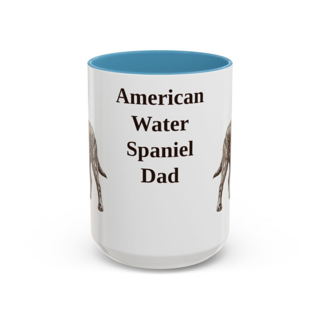 american-water-spaniel-mug-dad-light-blue-1 15oz American Water Spaniel Dog Dad Mug, Vintage Sketch Coffee Mug, Dog Dad Gift