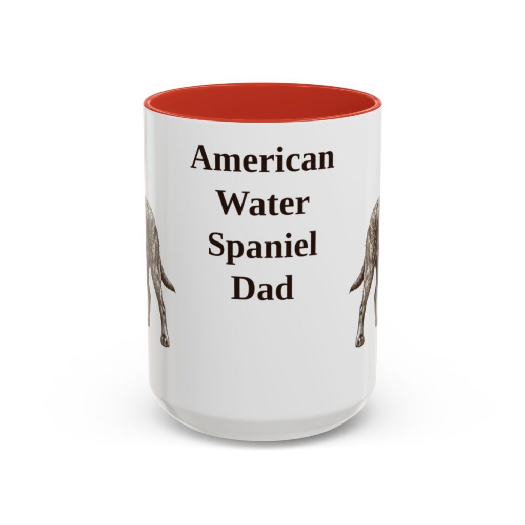 american-water-spaniel-mug-dad-red-1 15oz American Water Spaniel Dog Dad Mug, Vintage Sketch Coffee Mug, Dog Dad Gift