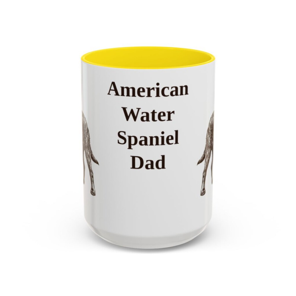 american-water-spaniel-mug-dad-yellow-1 15oz American Water Spaniel Dog Dad Mug, Vintage Sketch Coffee Mug, Dog Dad Gift