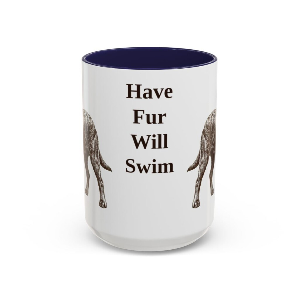 15oz Funny American Water Spaniel Mug, Have Fur Will Swim, Vintage Dog Coffee Mug, Dog Lover Gift