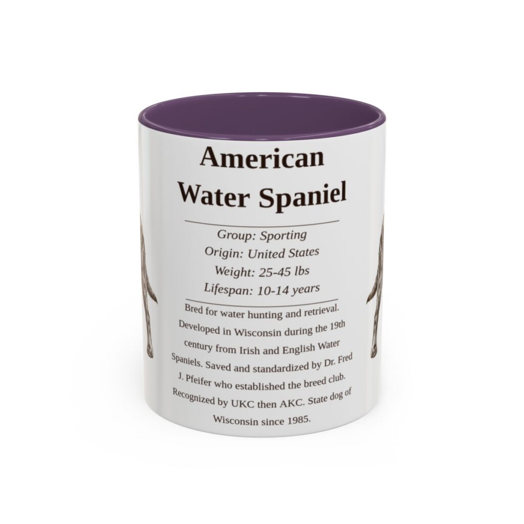 11oz American Water Spaniel Mug, Illustrated Dog Breed Facts Coffee Mug, Vintage Dog Keepsake Gift