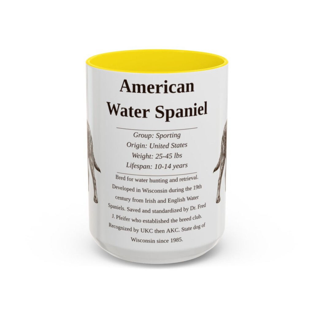 15oz American Water Spaniel Mug, Illustrated Dog Breed Facts Coffee Mug, Vintage Dog Keepsake Gift
