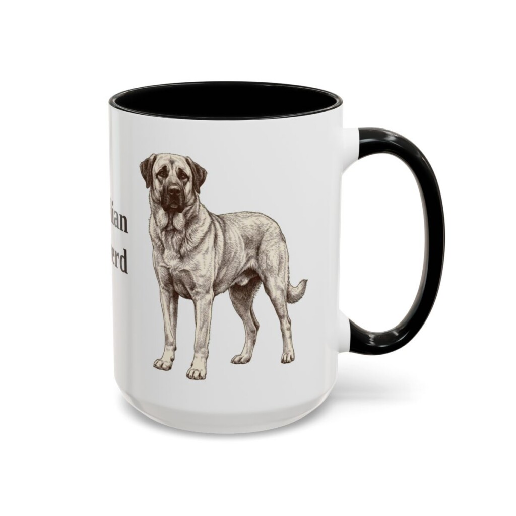 anatolian-shepherd-mug-black-right-3 15oz Anatolian Shepherd Mug, Vintage Dog Portrait Coffee Mug, Dog Lover Gift