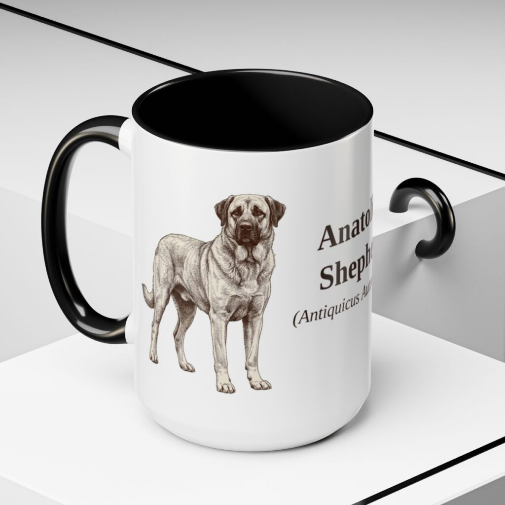 anatolian-shepherd-mug-latin-black-context-2-3 15oz Anatolian Shepherd Latin Mug, Anatolian Shepherd, Vintage Dog Coffee Mug, Dog Lover Gift