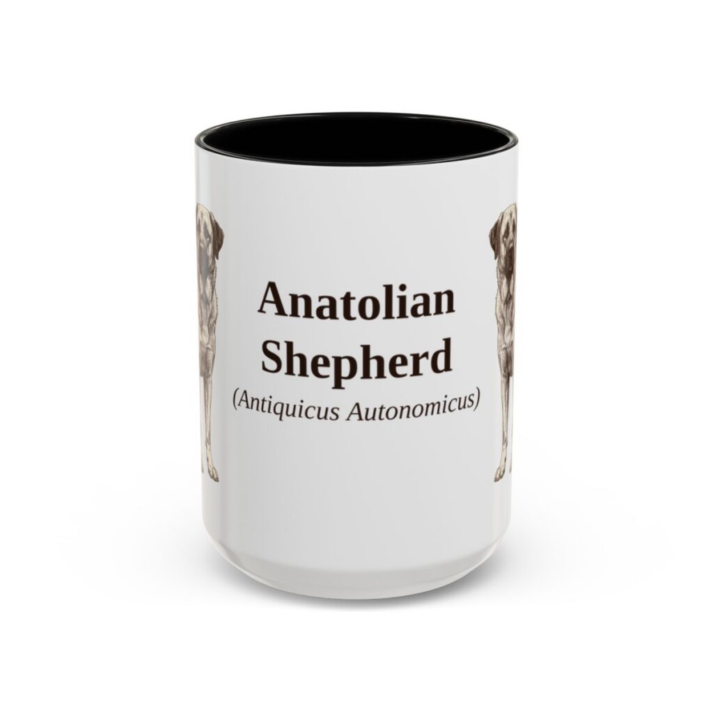 anatolian-shepherd-mug-latin-black-front-3 15oz Anatolian Shepherd Latin Mug, Anatolian Shepherd, Vintage Dog Coffee Mug, Dog Lover Gift