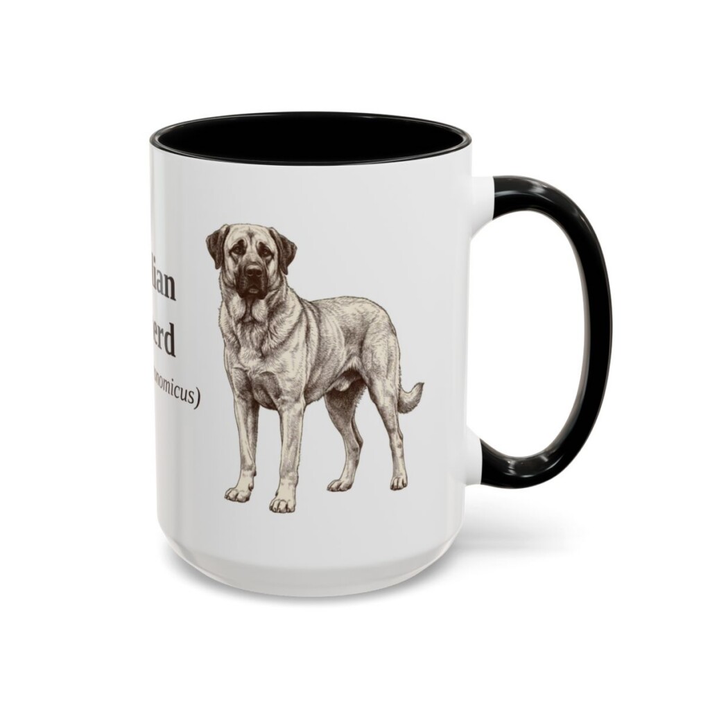 anatolian-shepherd-mug-latin-black-right-3 15oz Anatolian Shepherd Latin Mug, Anatolian Shepherd, Vintage Dog Coffee Mug, Dog Lover Gift