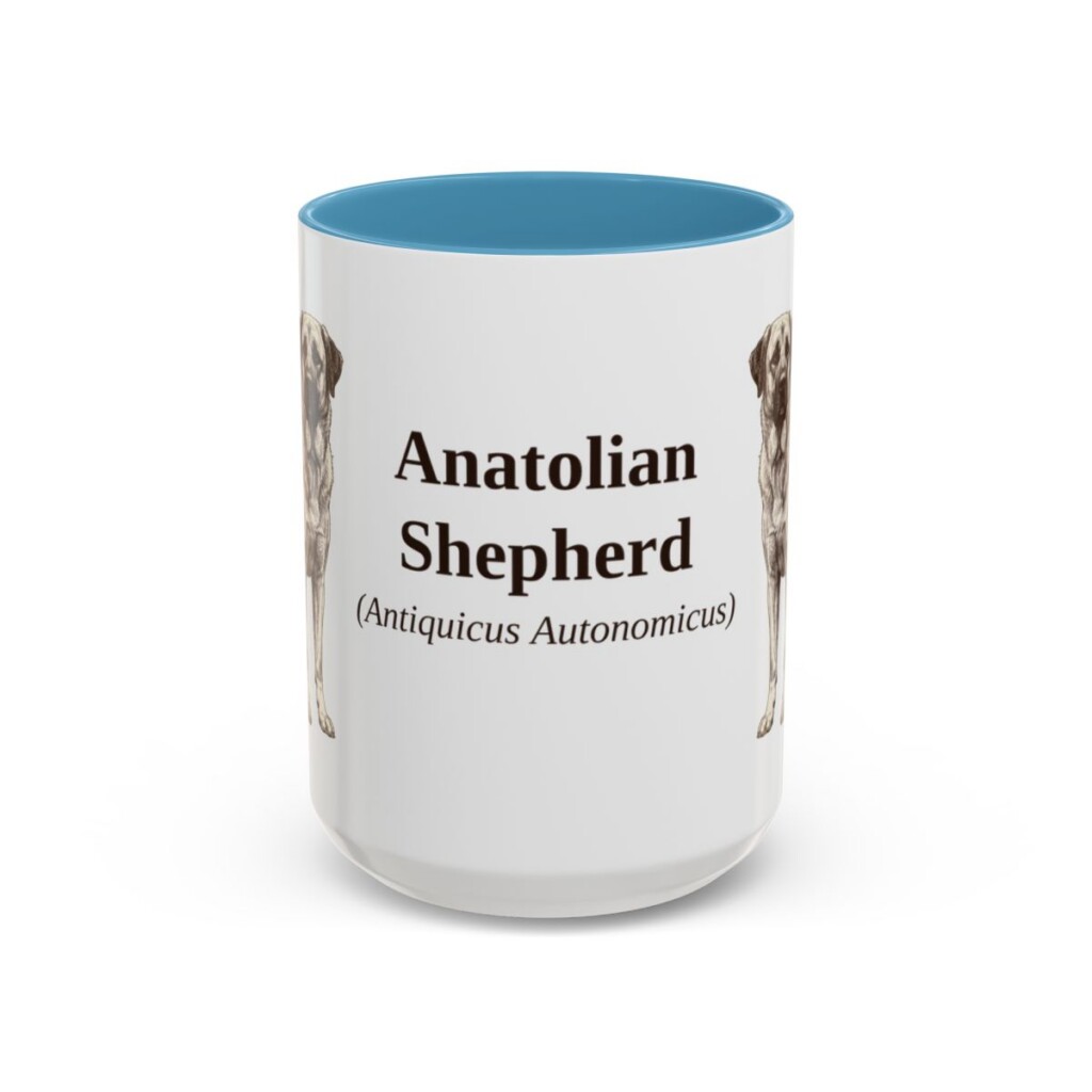 anatolian-shepherd-mug-latin-light-blue-3 15oz Anatolian Shepherd Latin Mug, Anatolian Shepherd, Vintage Dog Coffee Mug, Dog Lover Gift