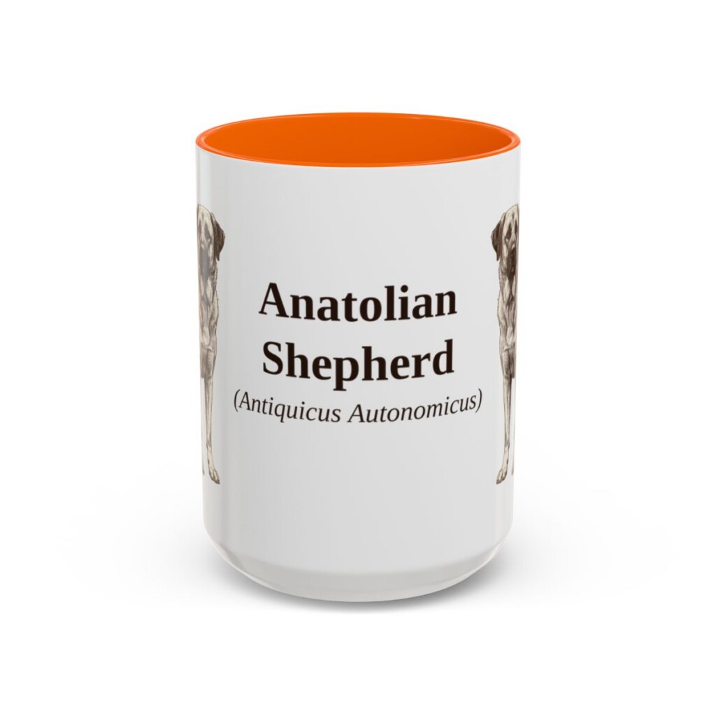 anatolian-shepherd-mug-latin-orange-3 15oz Anatolian Shepherd Latin Mug, Anatolian Shepherd, Vintage Dog Coffee Mug, Dog Lover Gift