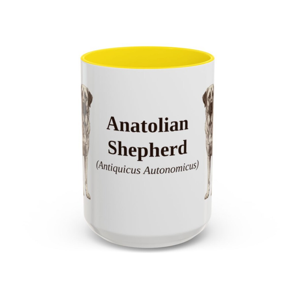anatolian-shepherd-mug-latin-yellow-3 15oz Anatolian Shepherd Latin Mug, Anatolian Shepherd, Vintage Dog Coffee Mug, Dog Lover Gift