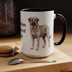 15oz Anatolian Shepherd Dog Mom Mug, Vintage Sketch Coffee Mug, Dog Mom Gift
