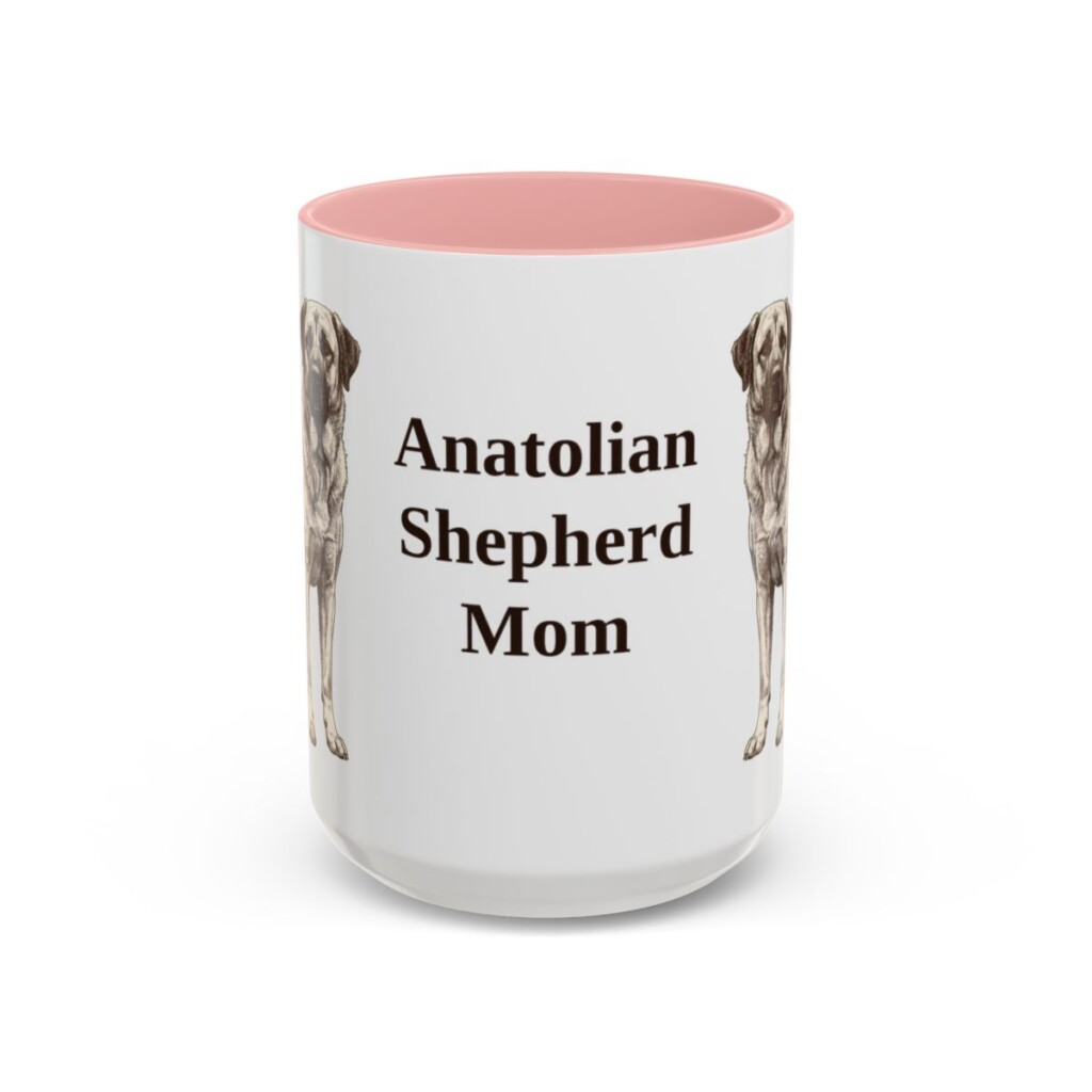 anatolian-shepherd-mug-mom-pink-1 15oz Anatolian Shepherd Dog Mom Mug, Vintage Sketch Coffee Mug, Dog Mom Gift