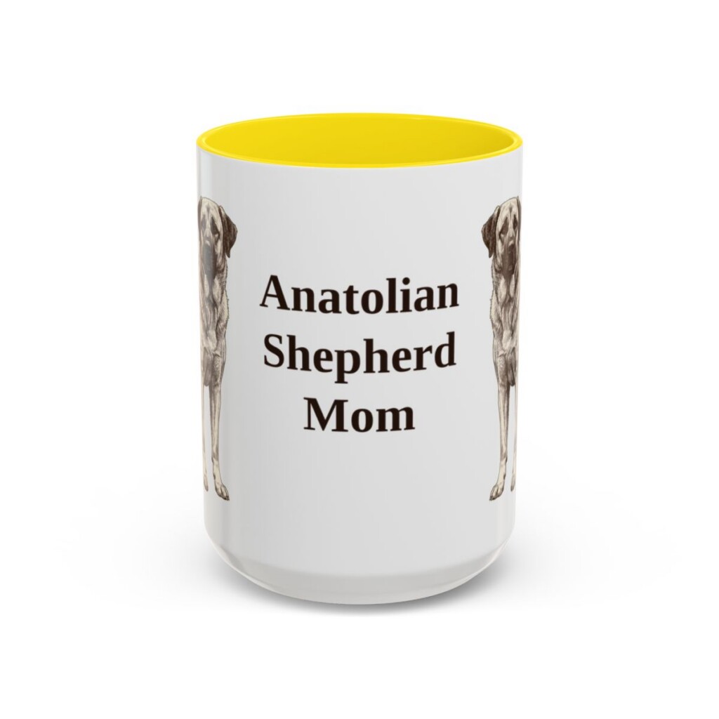 anatolian-shepherd-mug-mom-yellow-1 15oz Anatolian Shepherd Dog Mom Mug, Vintage Sketch Coffee Mug, Dog Mom Gift