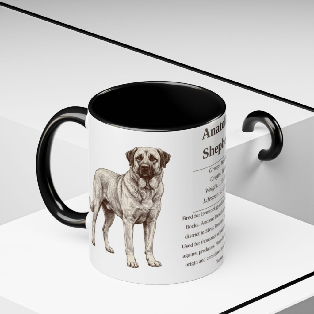 11oz Anatolian Shepherd Mug, Illustrated Dog Breed Facts Coffee Mug, Vintage Dog Keepsake Gift