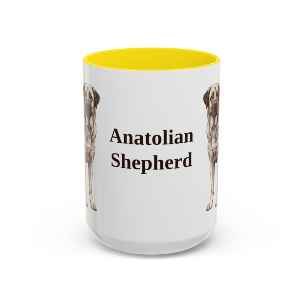 anatolian-shepherd-mug-yellow-3 15oz Anatolian Shepherd Mug, Vintage Dog Portrait Coffee Mug, Dog Lover Gift