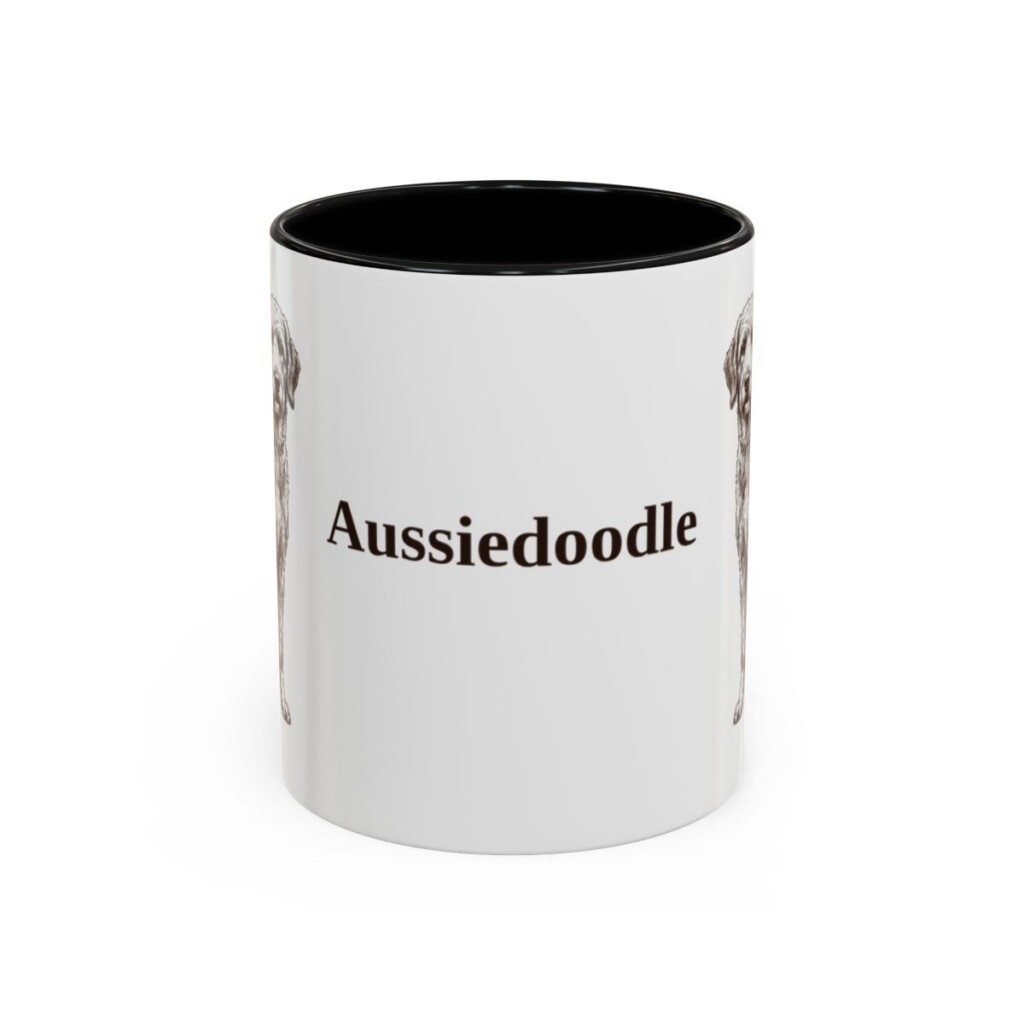 11oz Aussiedoodle Mug, Vintage Dog Portrait Coffee Mug, Dog Lover Gift