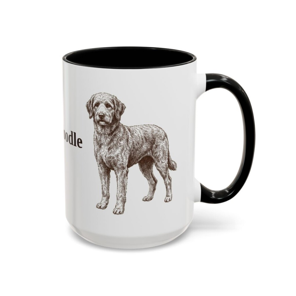 15oz Aussiedoodle Mug, Vintage Dog Portrait Coffee Mug, Dog Lover Gift