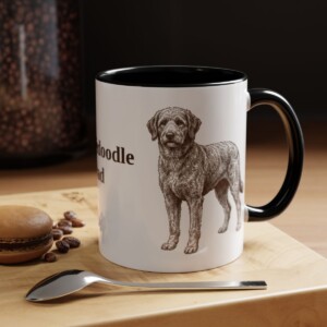11oz Aussiedoodle Dog Dad Mug, Vintage Sketch Coffee Mug, Dog Dad Gift